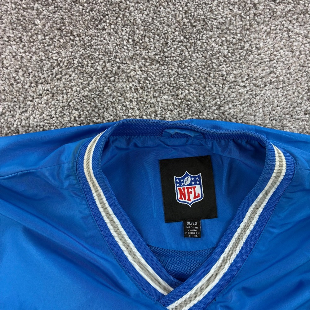 NFL Detroit Lions V-Neck Windbreaker Jacket Mens XL Blue Pullover Football - Picture 3 of 7